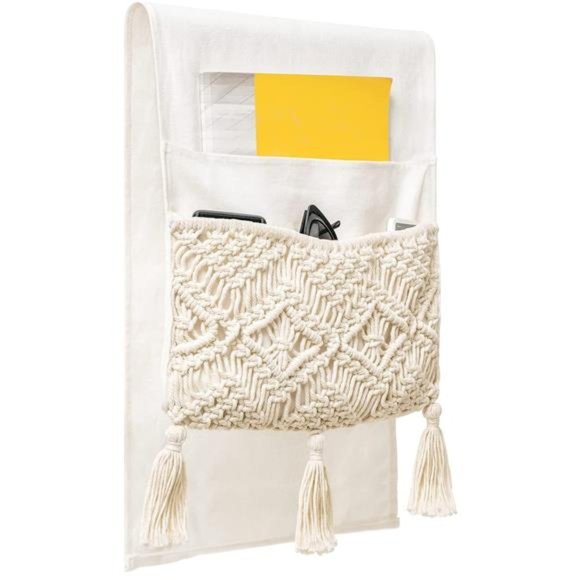 Macrame Sofa Armrest Organizer Remote Control Holder Magazine Storage Basket Bed - Picture 2 of 7